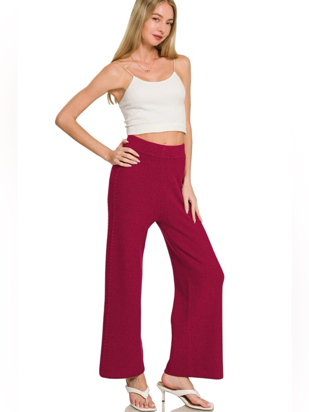 Zenana Viscose Sweater Pants - Picture 2 of 4